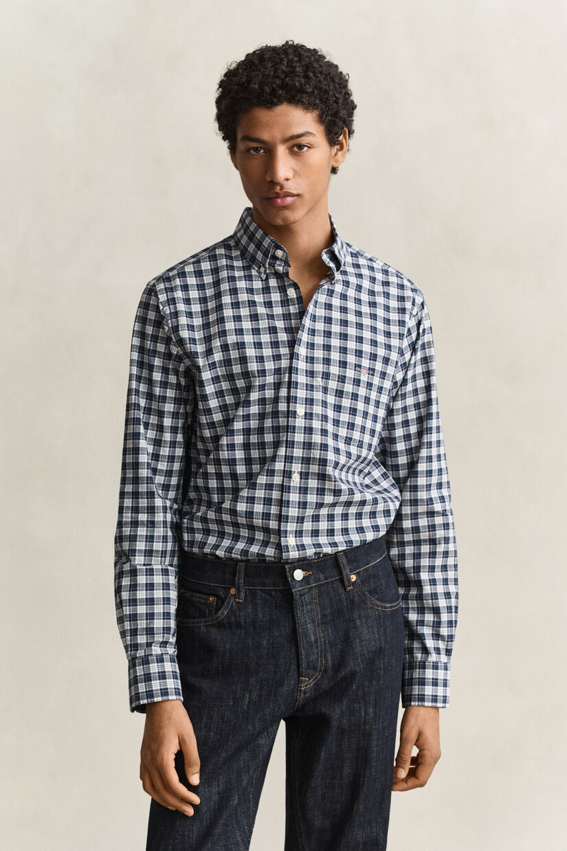 Chemise en popeline &agrave; carreaux