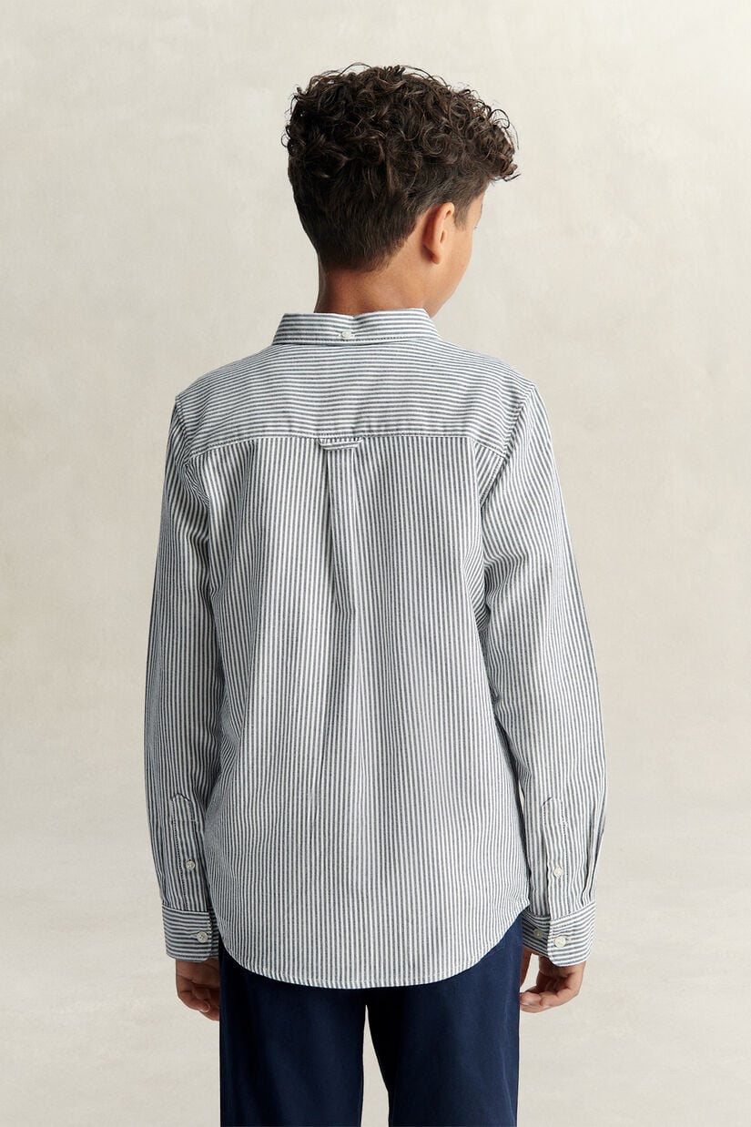 Chemise en coton Oxford &agrave; rayures avec &eacute;cusson pour Ado Gar&ccedil;on