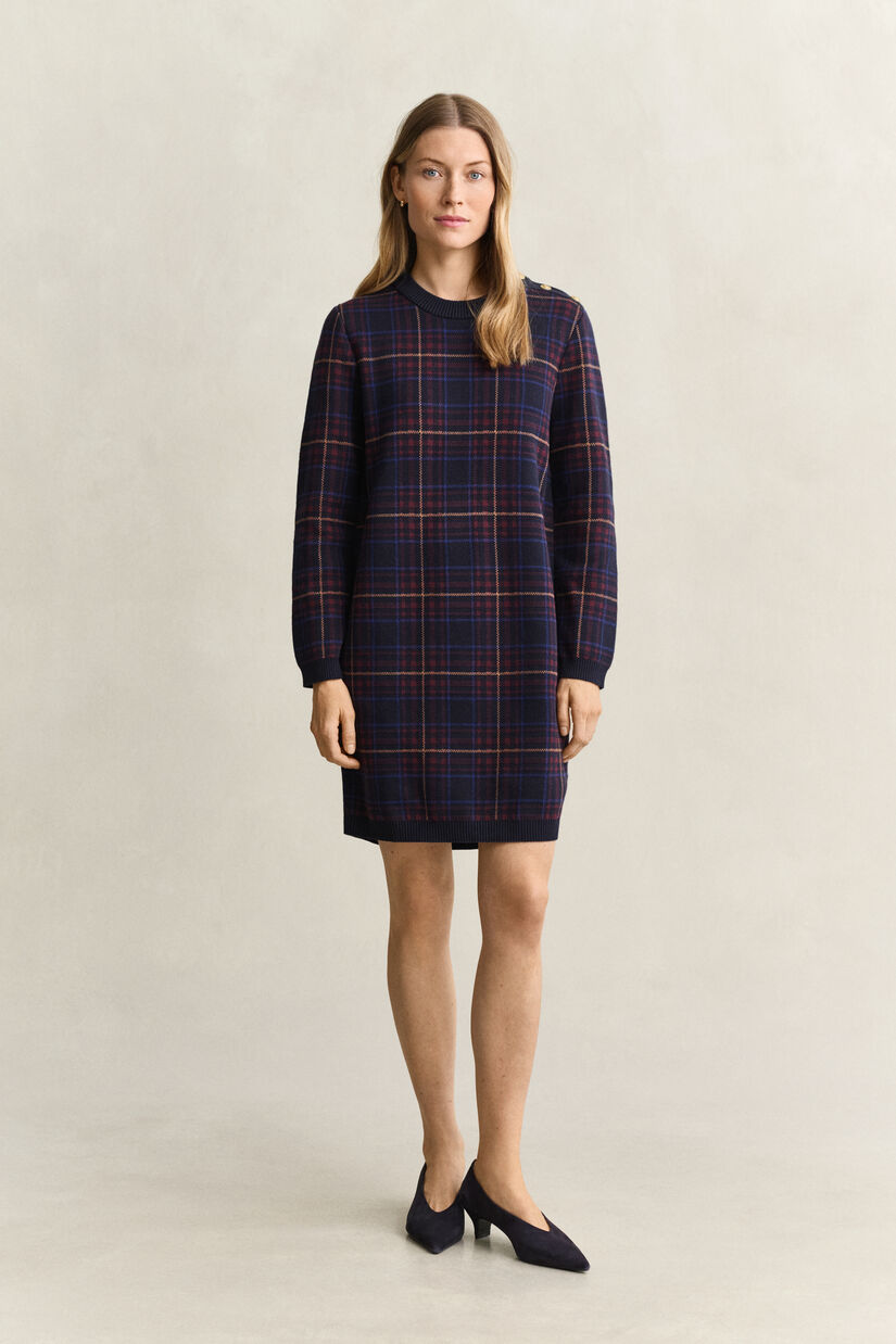 Robe en maille &agrave; carreaux