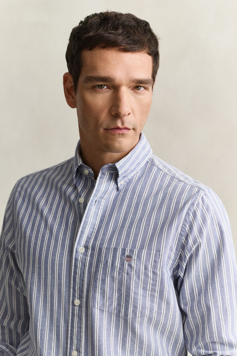 Chemise en coton Oxford classique &agrave; rayures