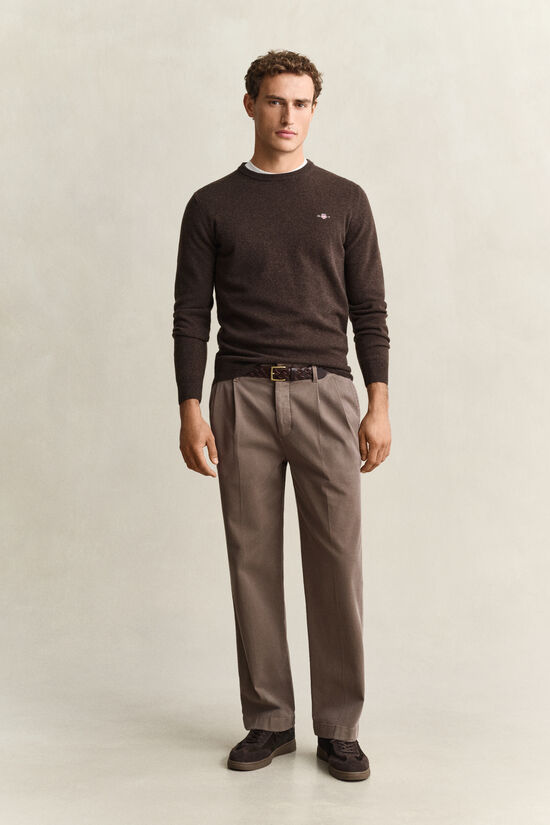 Pantalon chino en coton bross&eacute;