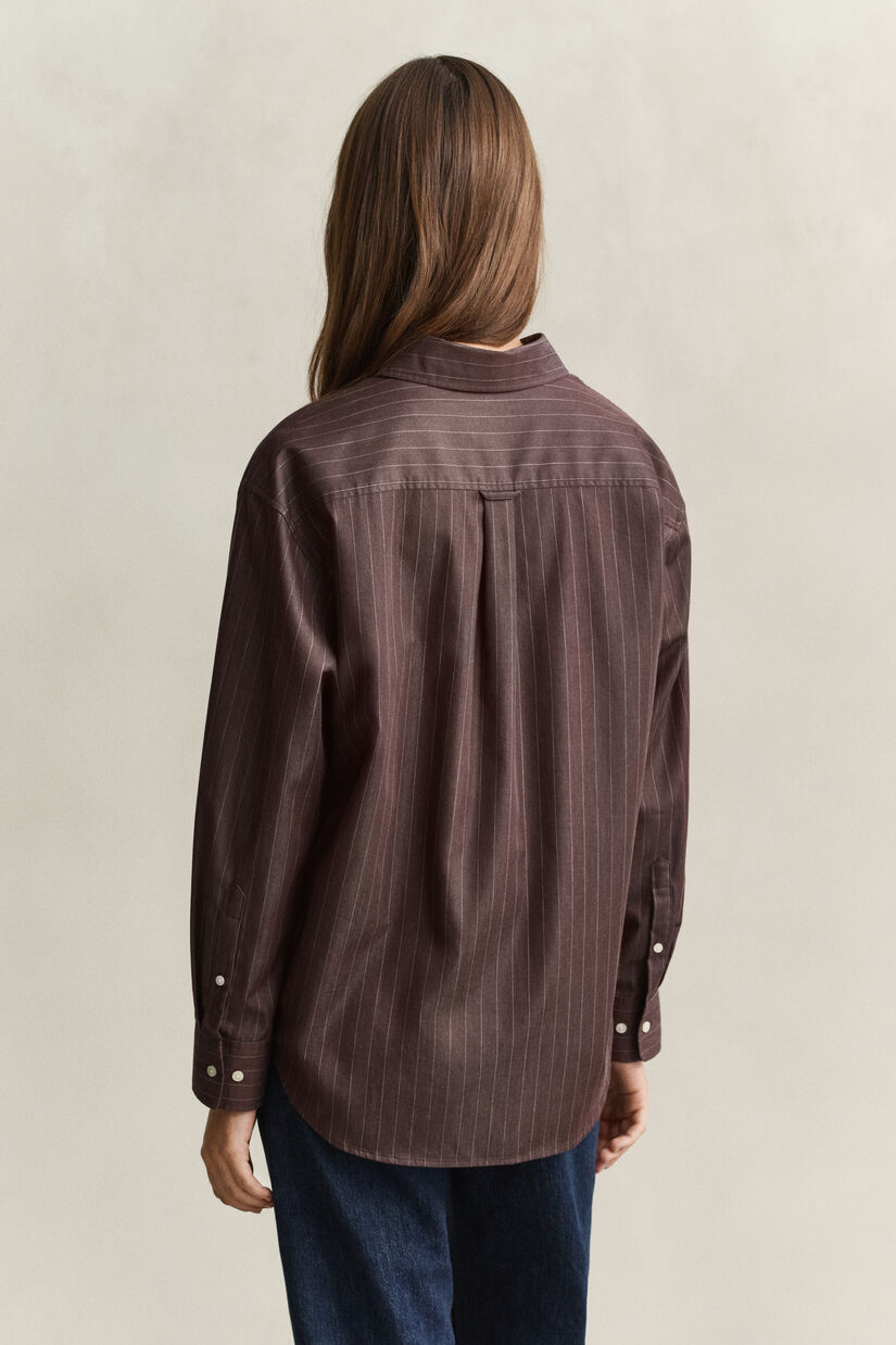 Chemise d&eacute;contract&eacute;e en popeline &agrave; rayures