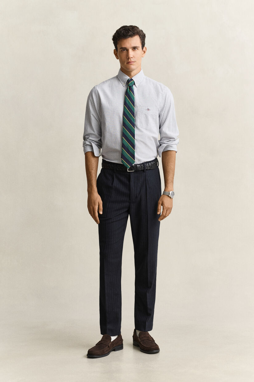 Pantalon coupe fusel&eacute;e en flanelle de laine