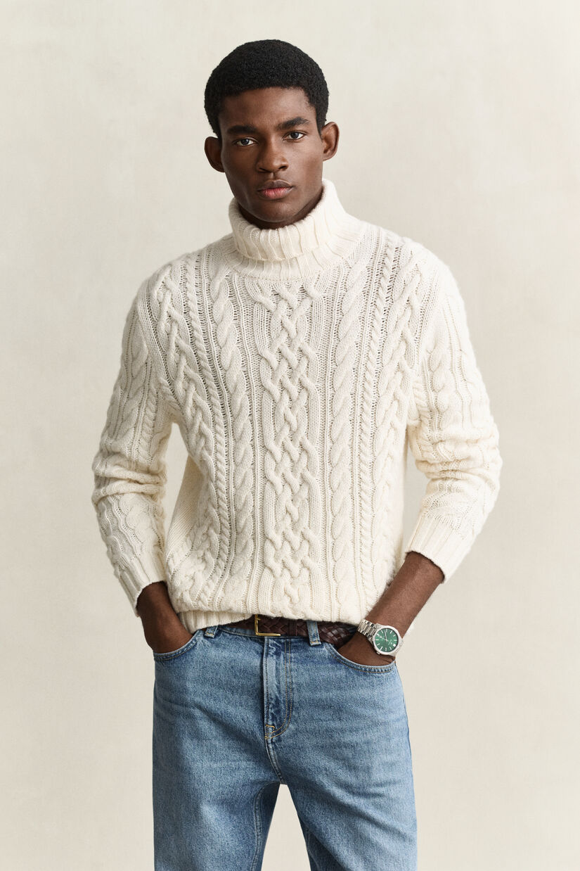 Pull col roul&eacute; en laine m&eacute;lang&eacute;e
