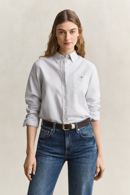 Chemise en coton Oxford classique &agrave; rayures