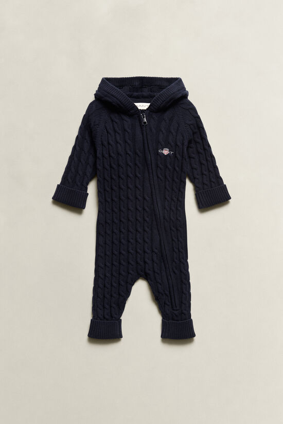 Combinaison en maille torsad&eacute;e avec &eacute;cusson B&eacute;b&eacute;