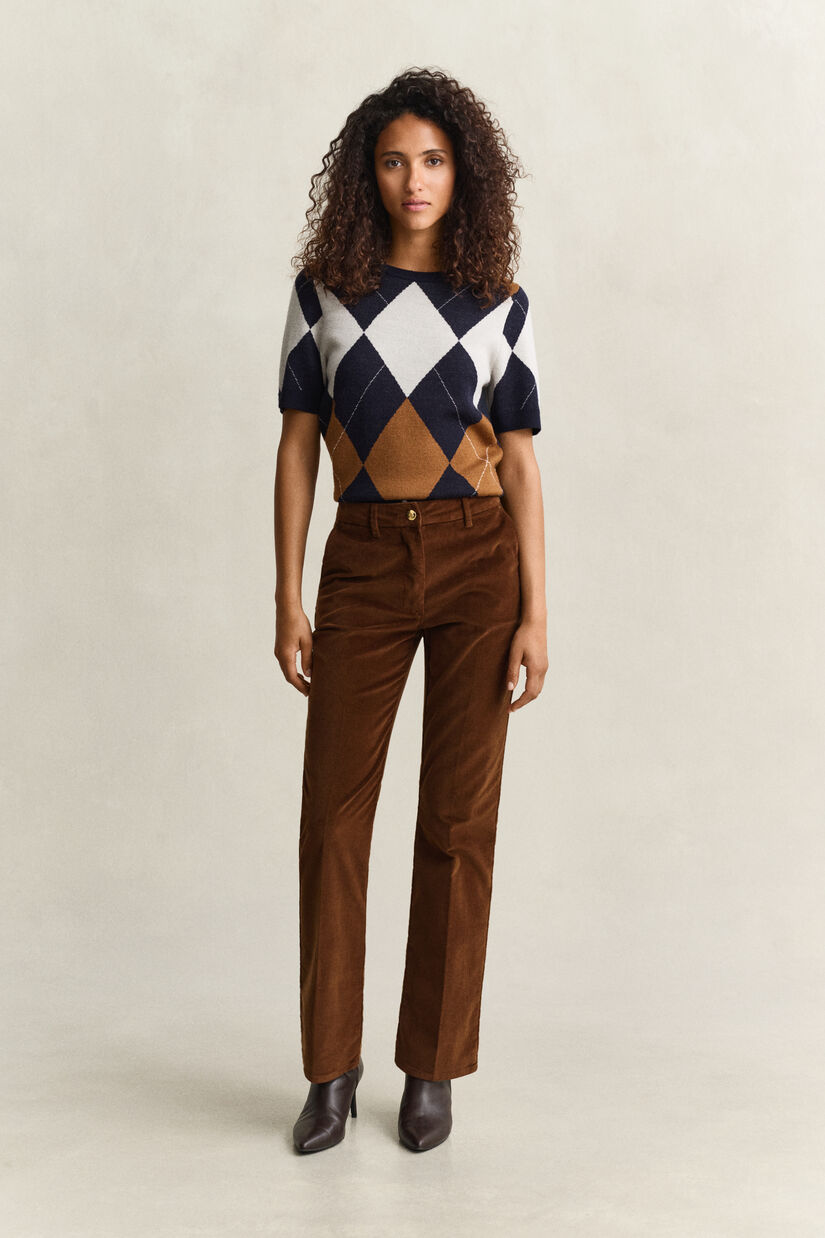 Pantalon &eacute;vas&eacute; en velours