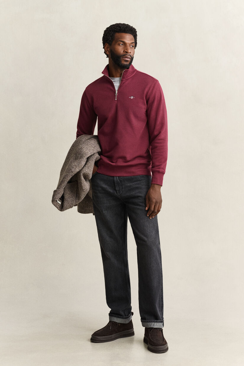 Sweat-shirt &agrave; demi-zip avec &eacute;cusson