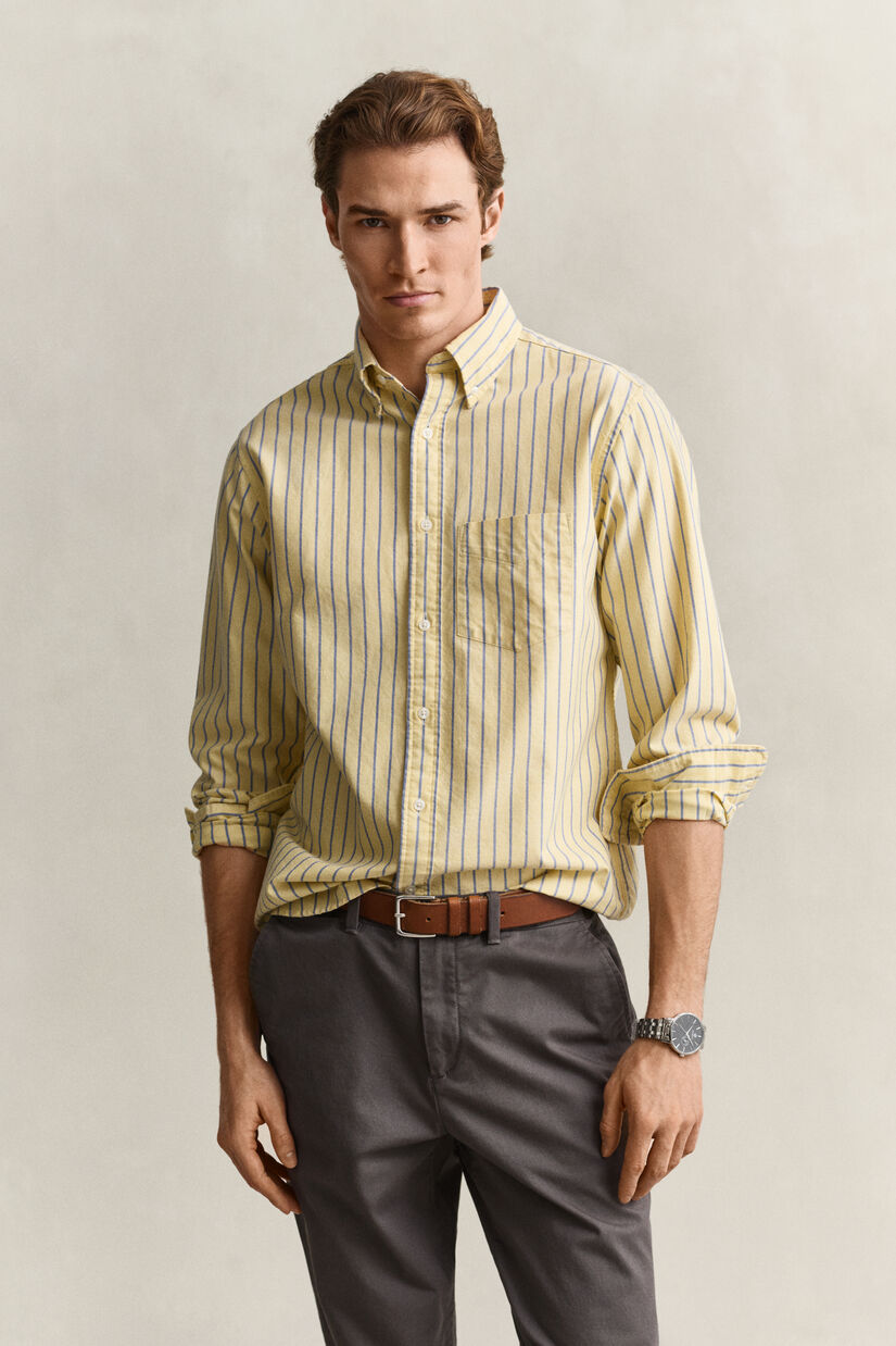 Chemise en coton Oxford classique &agrave; rayures