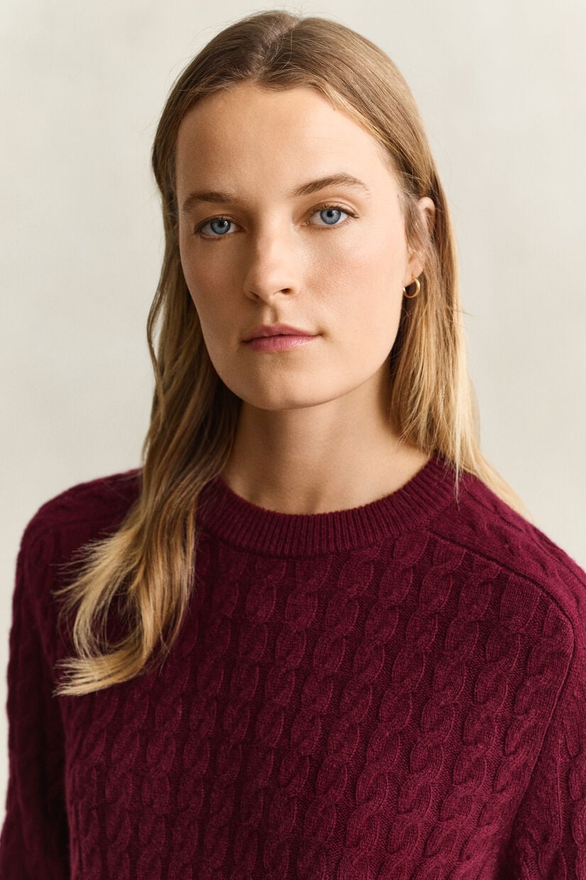 Pull en laine et cachemire &agrave; maille torsad&eacute;e