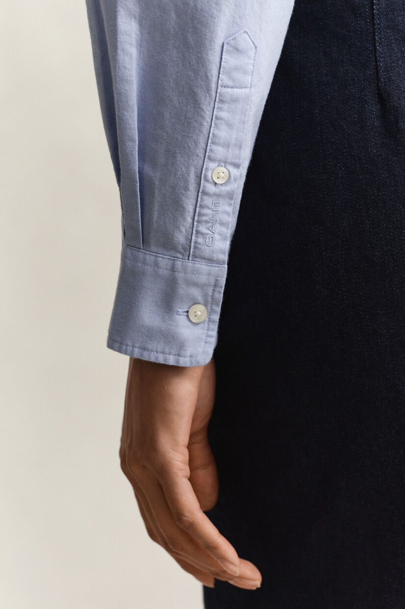 Chemise en coton Oxford classique &agrave; volants