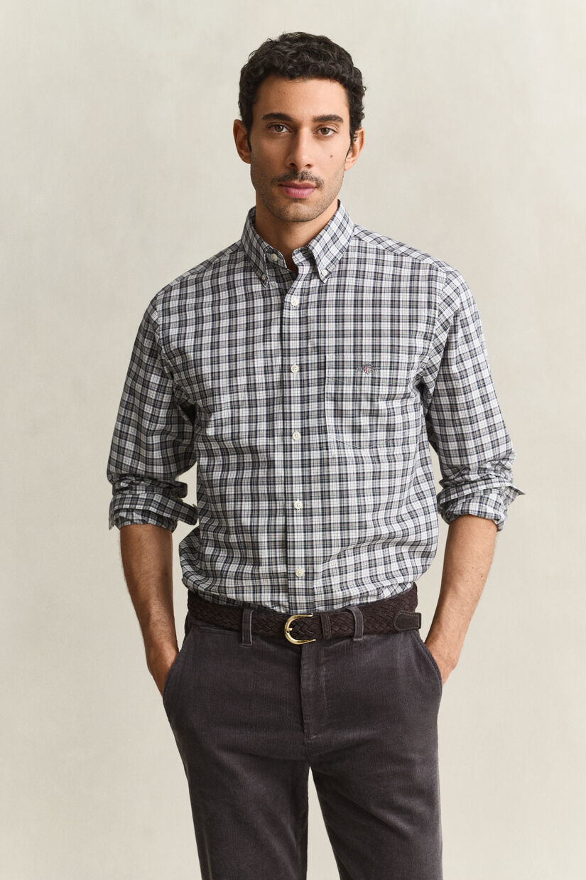Chemise en popeline &agrave; carreaux