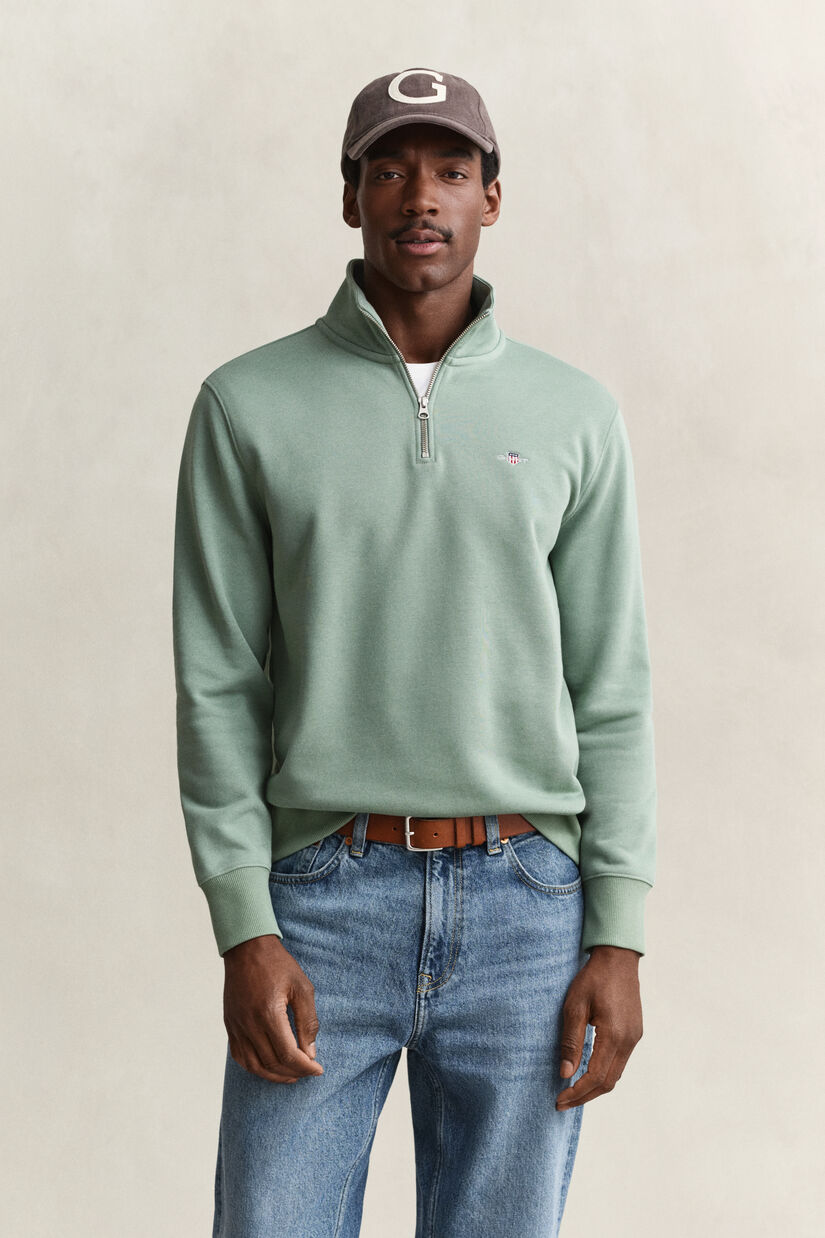 Sweat-shirt &agrave; demi-zip avec &eacute;cusson