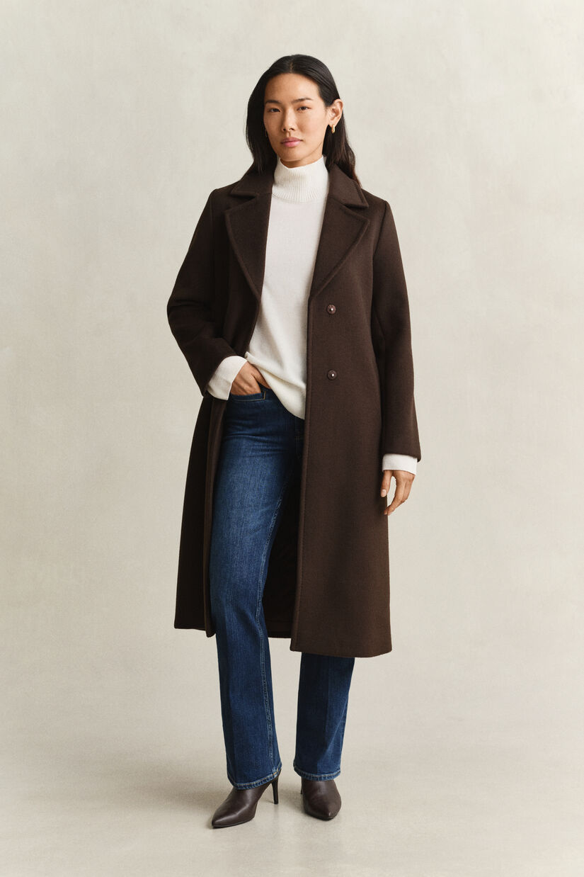 Manteau en laine m&eacute;lang&eacute;e avec ceinture