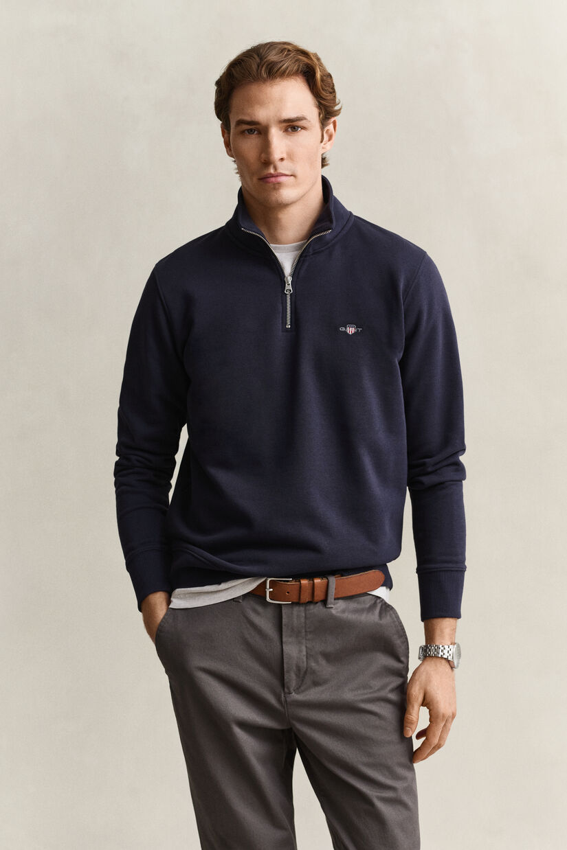 Sweat-shirt &agrave; demi-zip avec &eacute;cusson