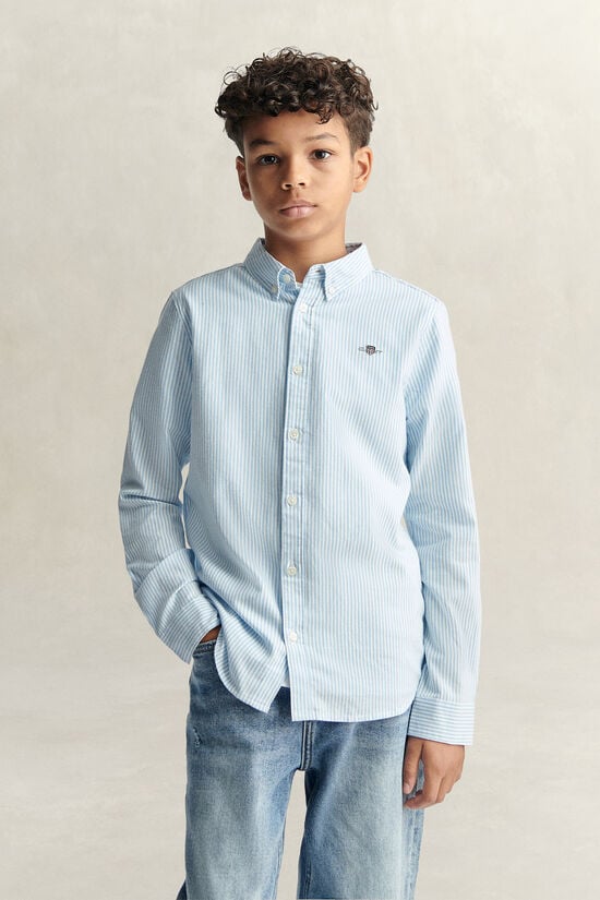 Chemise en coton Oxford &agrave; rayures avec &eacute;cusson pour Ado Gar&ccedil;on