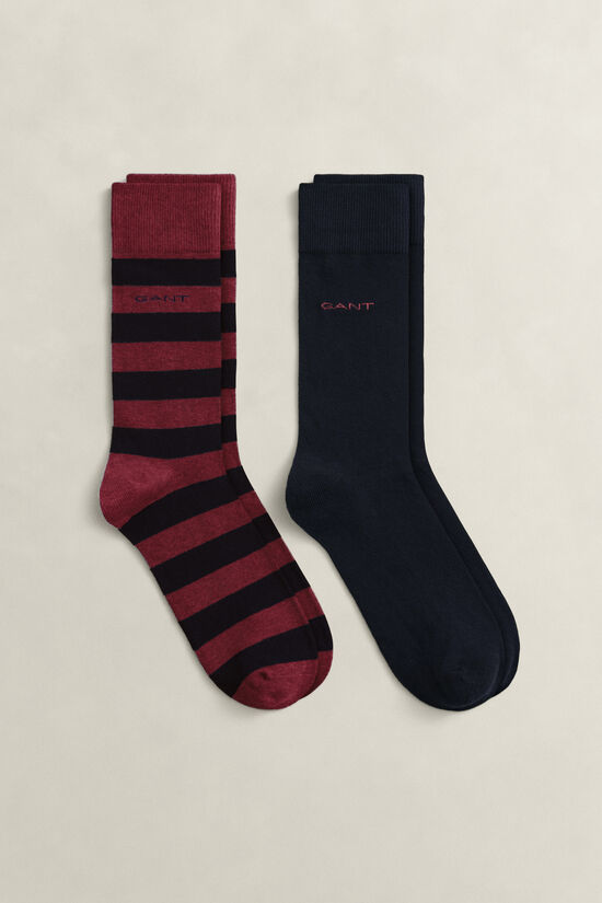 Lot de 2&nbsp;paires de chaussettes unies et &agrave; larges rayures