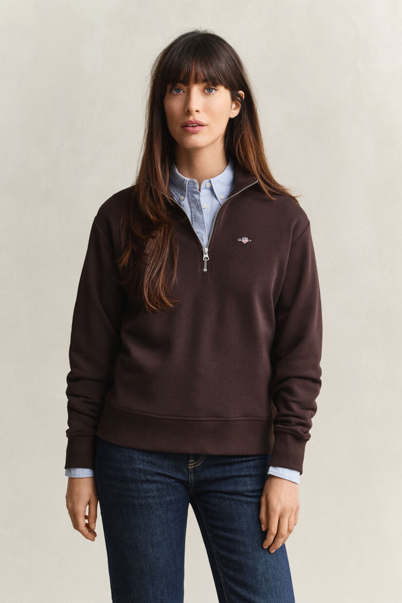 Sweat-shirt &agrave; demi-zip avec &eacute;cusson