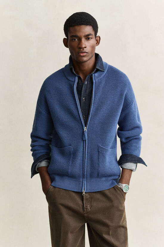 Cardigan zipp&eacute; en laine c&ocirc;tel&eacute;e