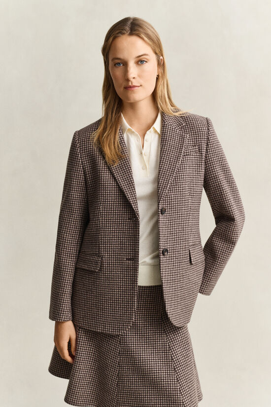 Veste blazer &agrave; motif pied-de-poule