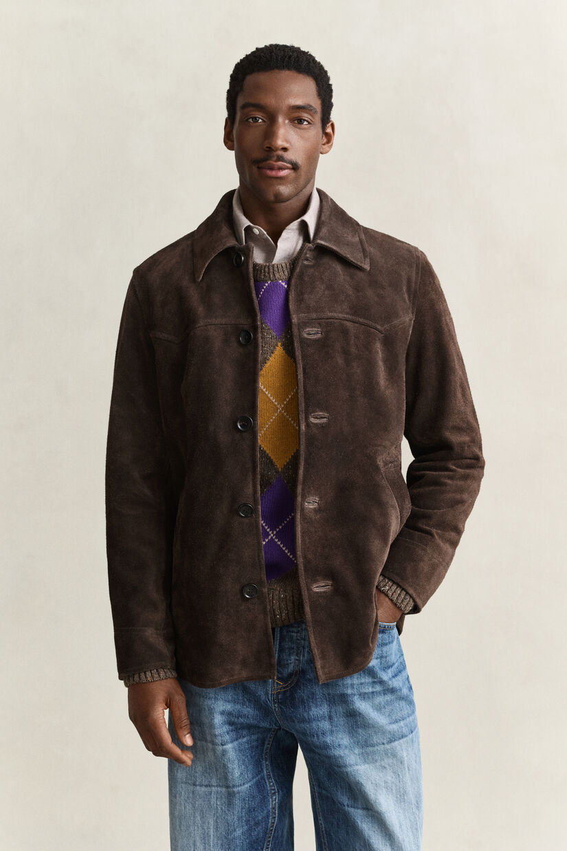 Veste mi-longue en daim