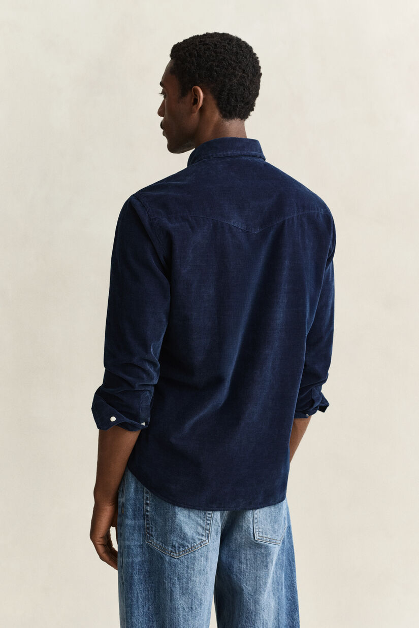 Chemise rod&eacute;o en velours c&ocirc;tel&eacute;