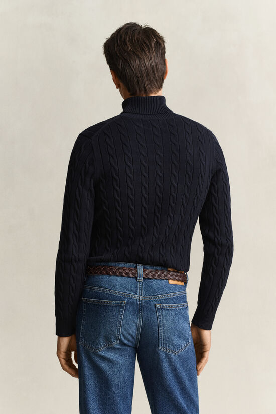 Pull col roul&eacute; en maille torsad&eacute;e de coton
