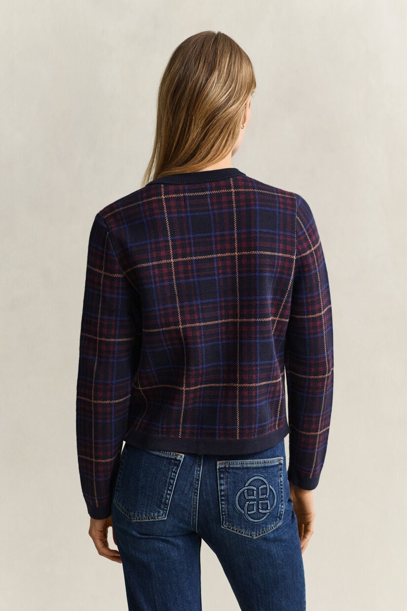 Cardigan en maille &agrave; carreaux