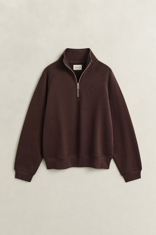 Sweat-shirt &agrave; demi-zip brod&eacute;