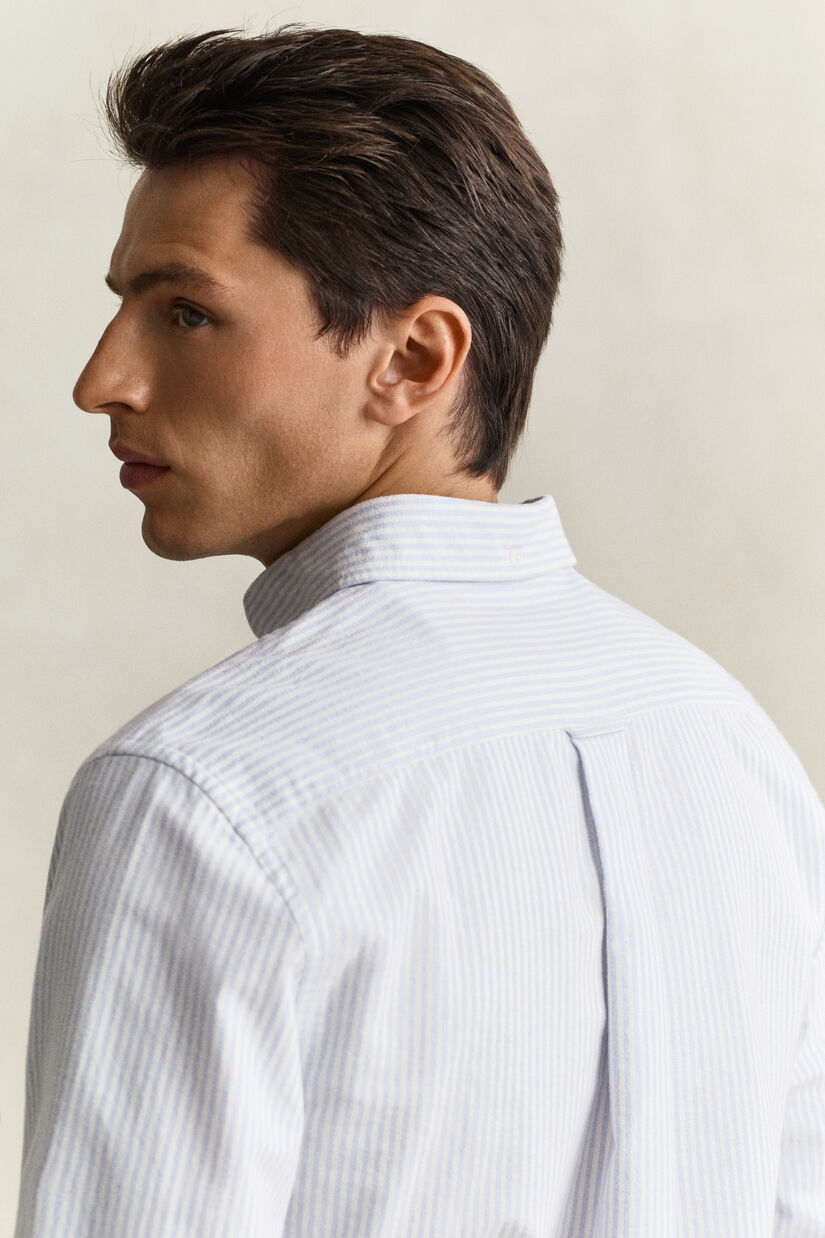 Chemise en coton Oxford bross&eacute; avec rayures