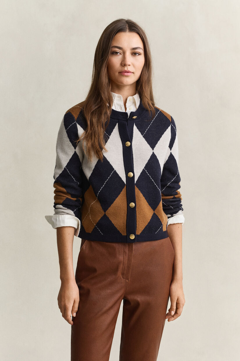 Cardigan &agrave; motif argyle