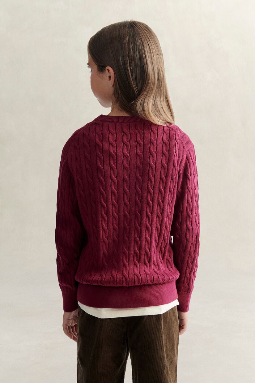 Pull en maille torsad&eacute;e avec &eacute;cusson Ado Fille