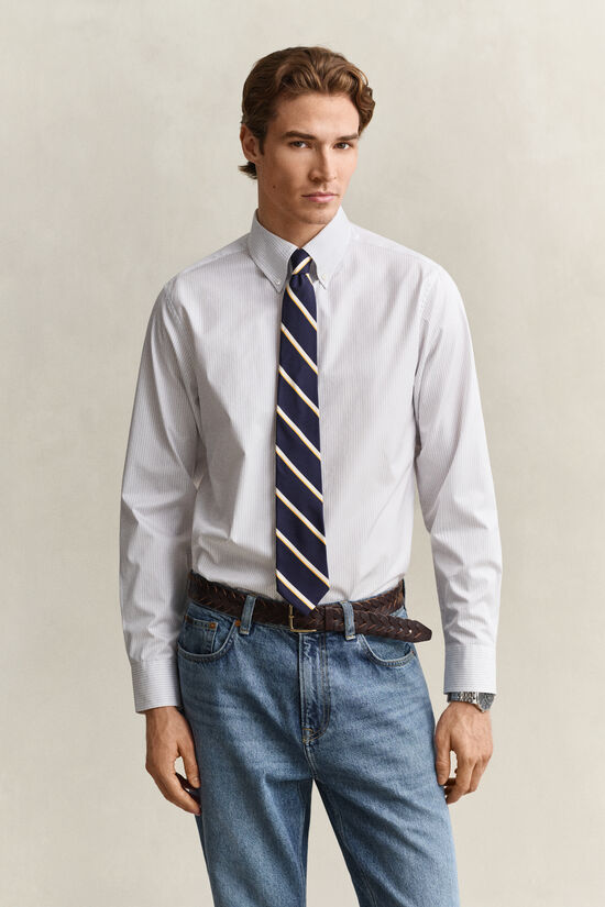 Chemise habill&eacute;e en serg&eacute; &agrave; rayures