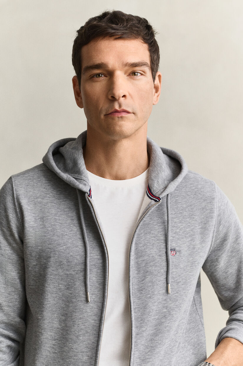 Sweat &agrave; capuche zipp&eacute; avec &eacute;cusson