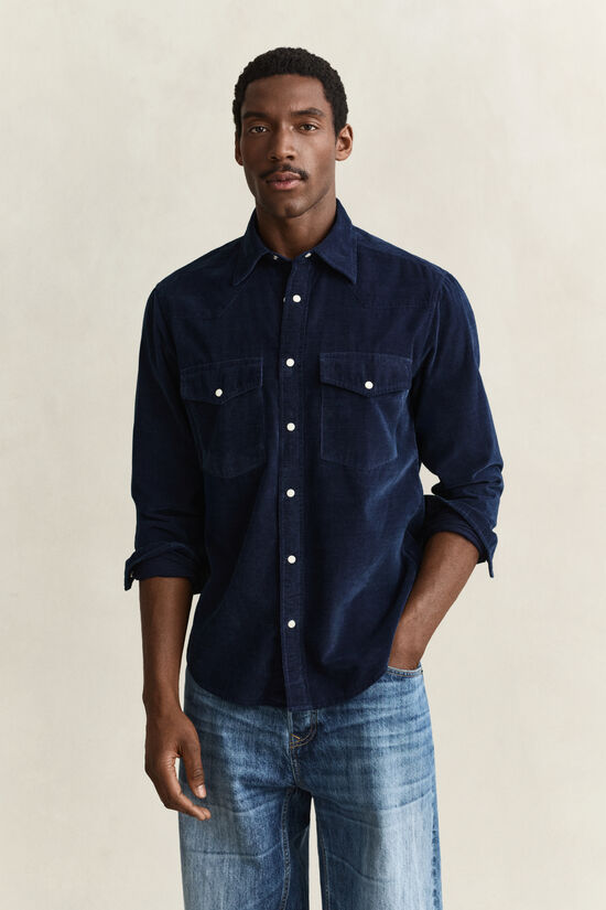 Chemise rod&eacute;o en velours c&ocirc;tel&eacute;