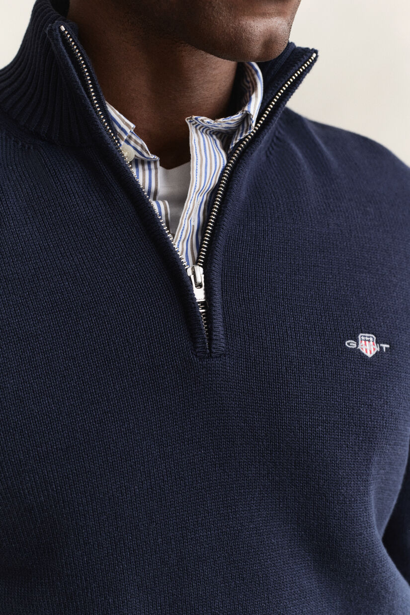 Pull en coton d&eacute;contract&eacute; &agrave; demi-zip