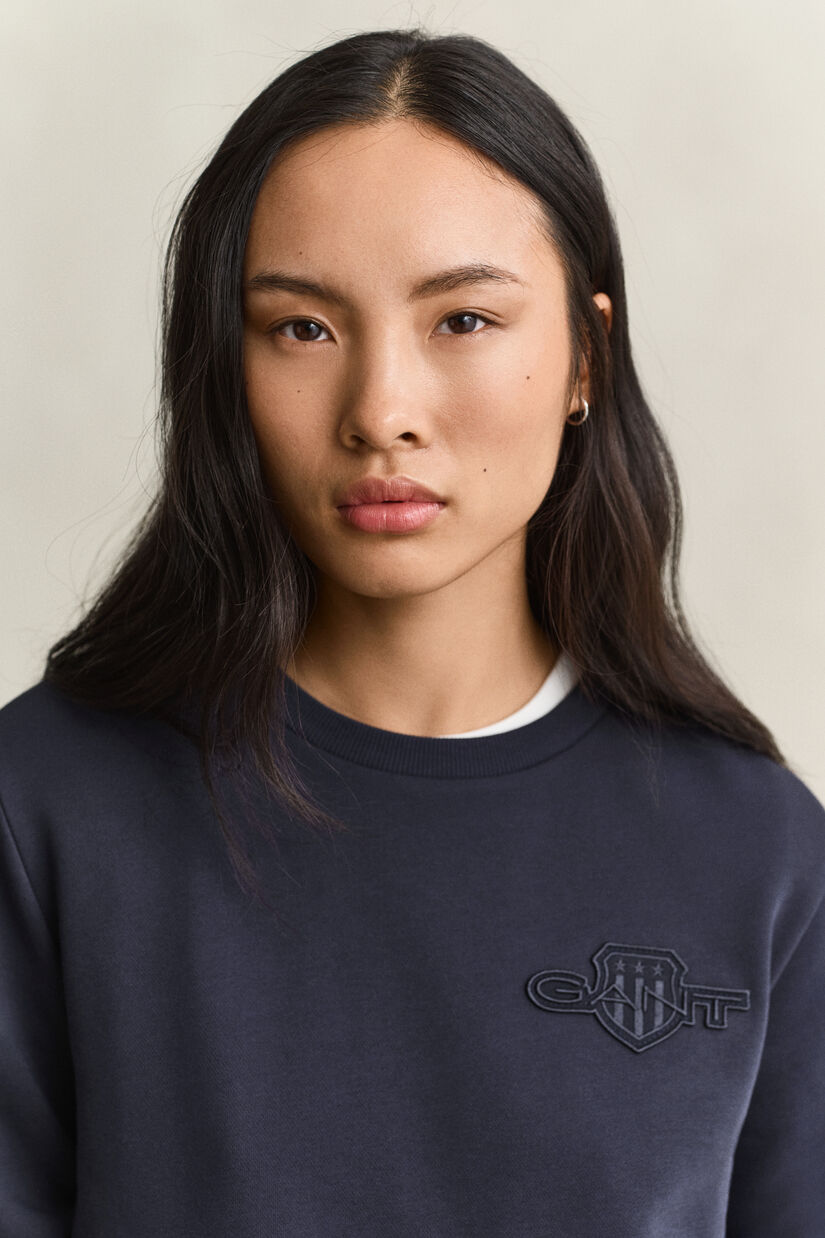 Sweat-shirt avec &eacute;cusson ton sur ton