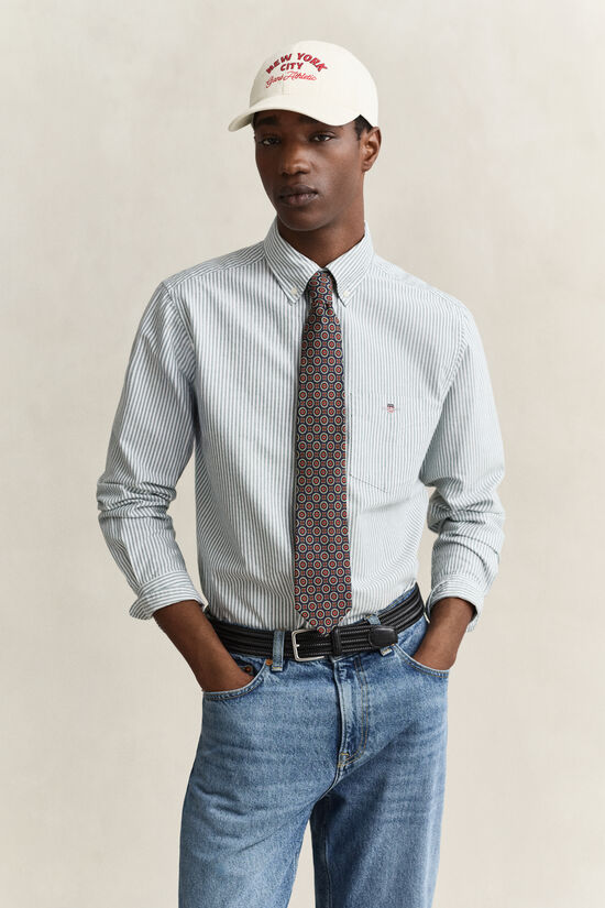 Chemise en coton Oxford regular classique &agrave; rayures