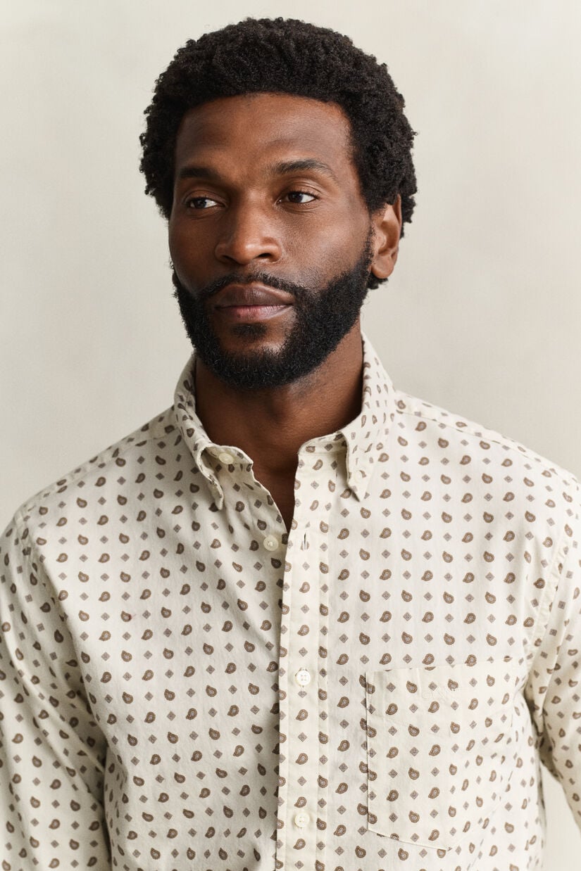 Chemise en serg&eacute; &agrave; motif cachemire