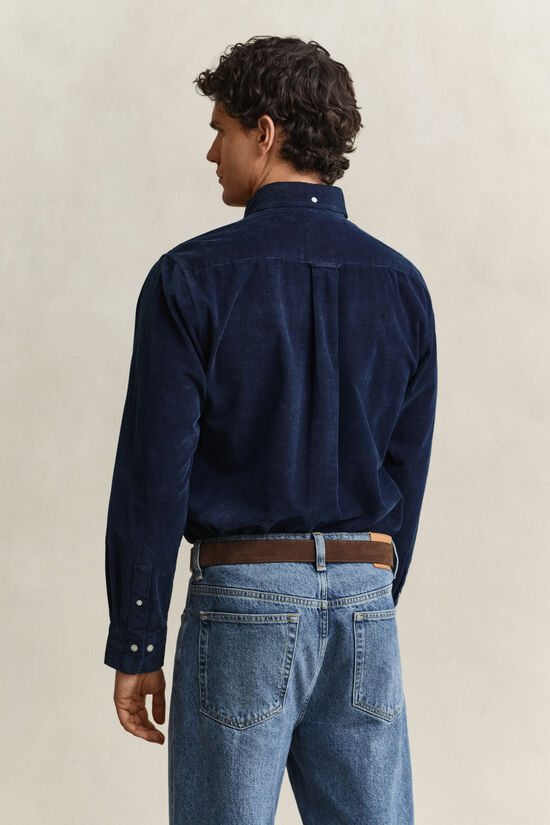 Chemise en velours c&ocirc;tel&eacute; indigo