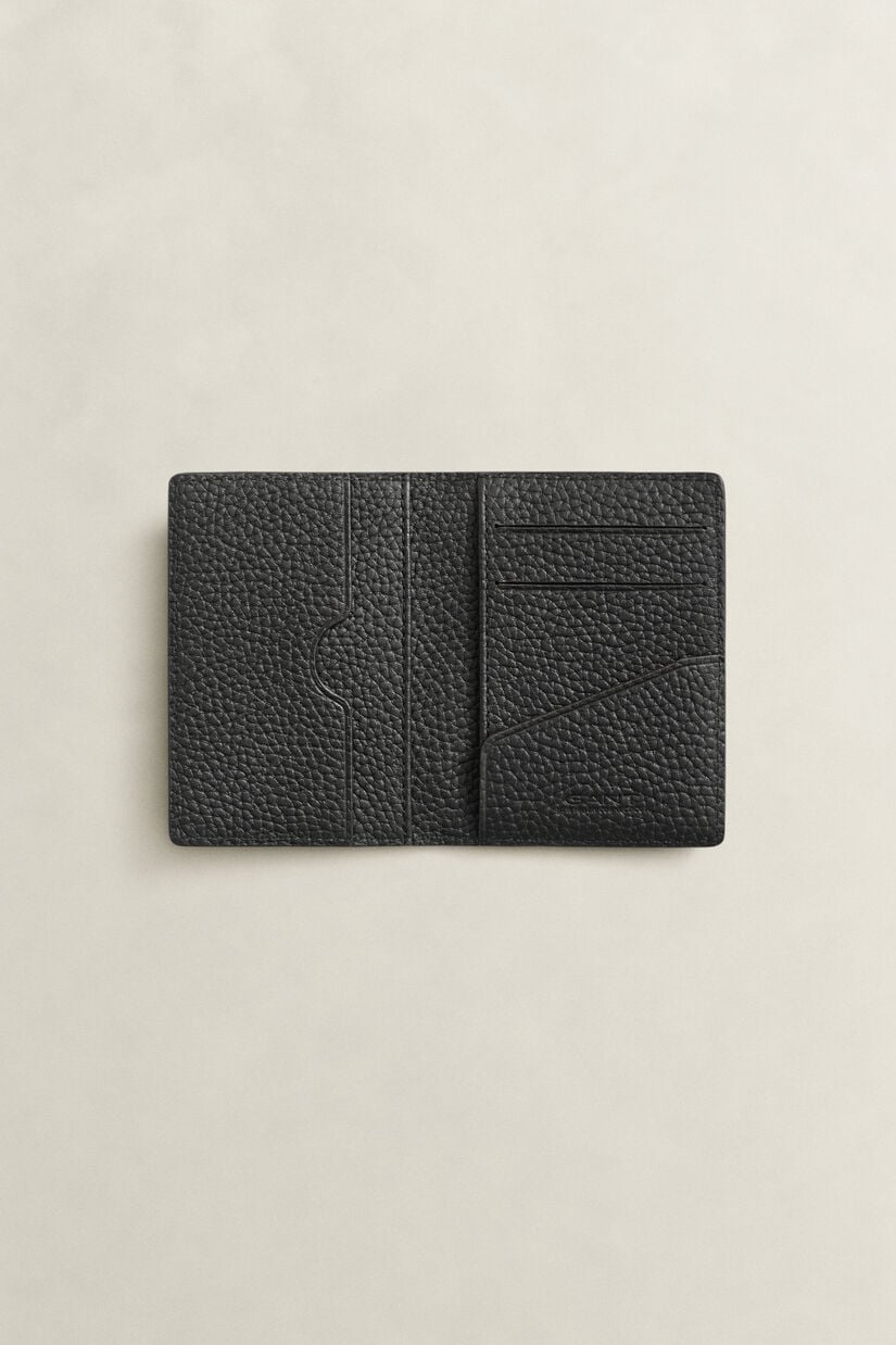 Porte-cartes en cuir &agrave; deux volets