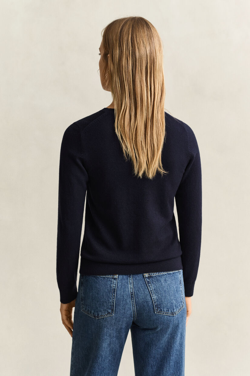 Pull col rond en laine et coton