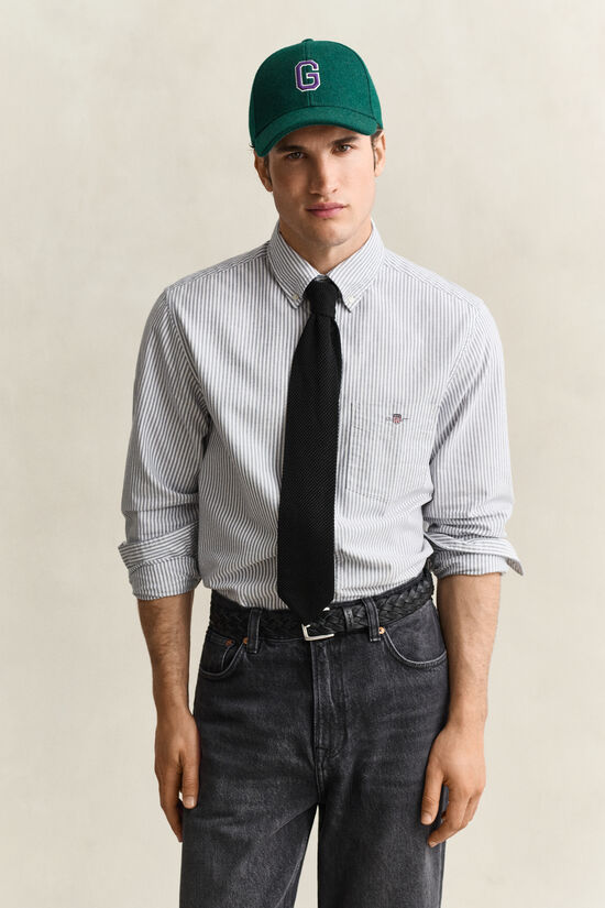 Chemise en coton Oxford regular classique &agrave; rayures