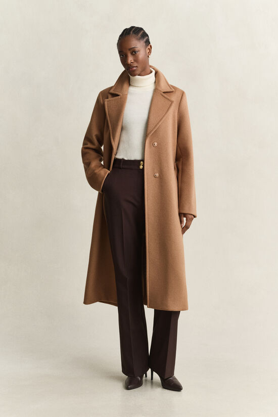Manteau en laine m&eacute;lang&eacute;e avec ceinture