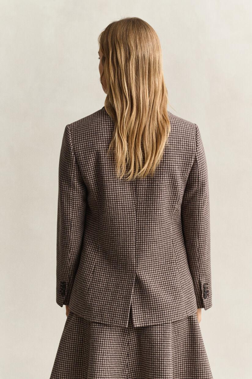 Veste blazer &agrave; motif pied-de-poule