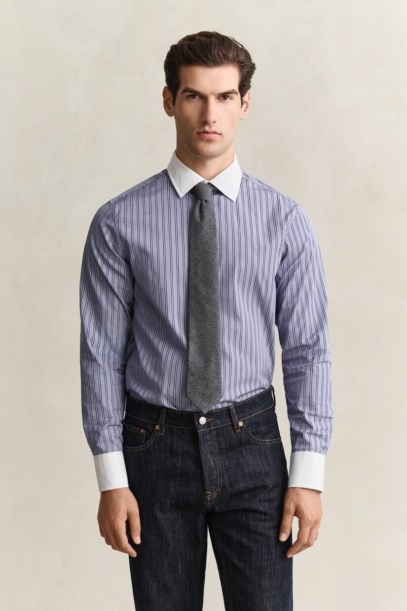 Chemise &agrave; rayures fil-&agrave;-fil