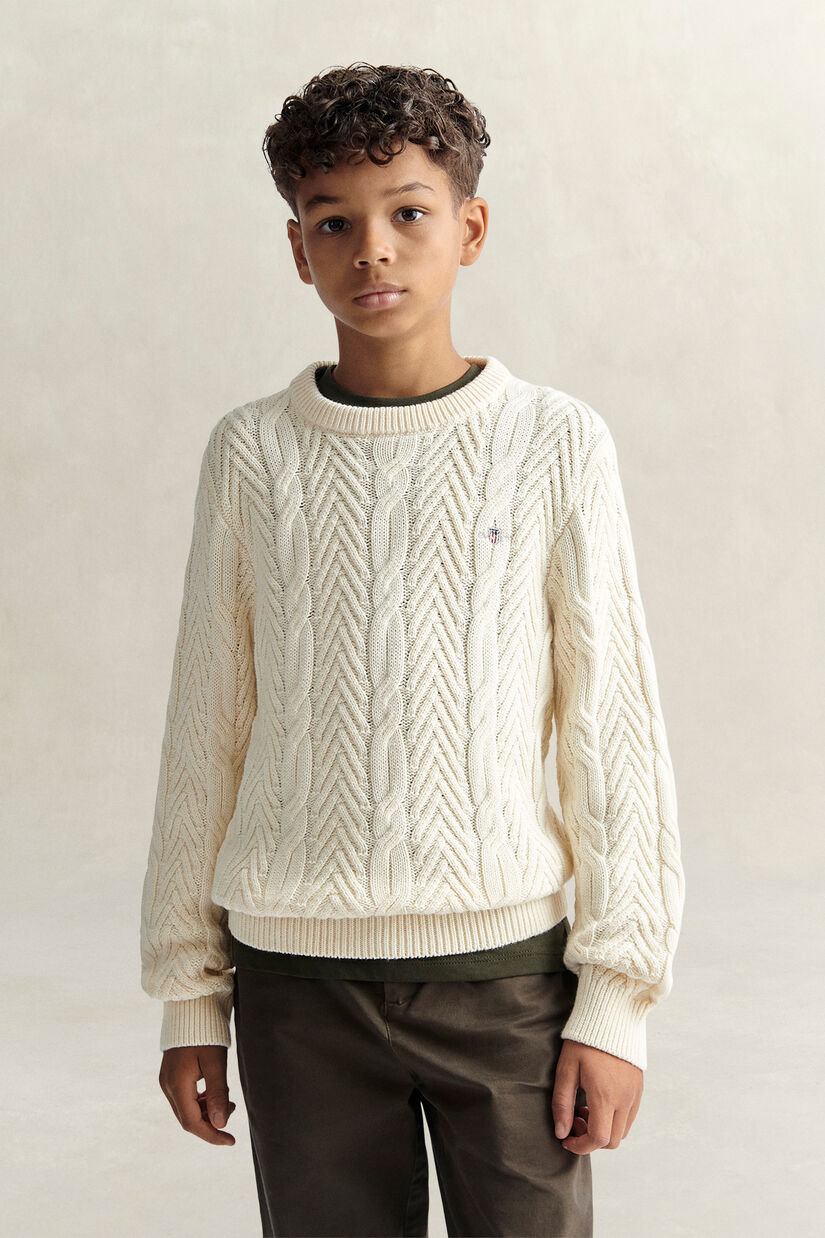 Pull en maille torsad&eacute;e Ado Gar&ccedil;on
