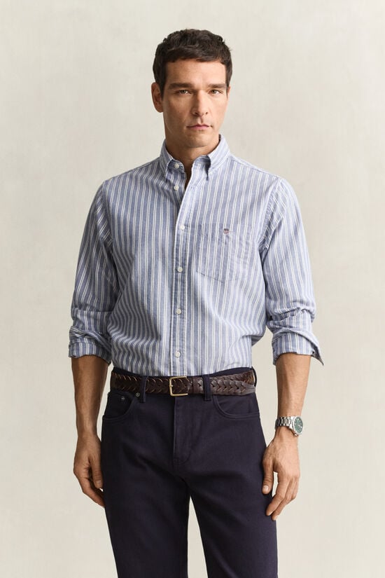 Chemise en coton Oxford classique &agrave; rayures