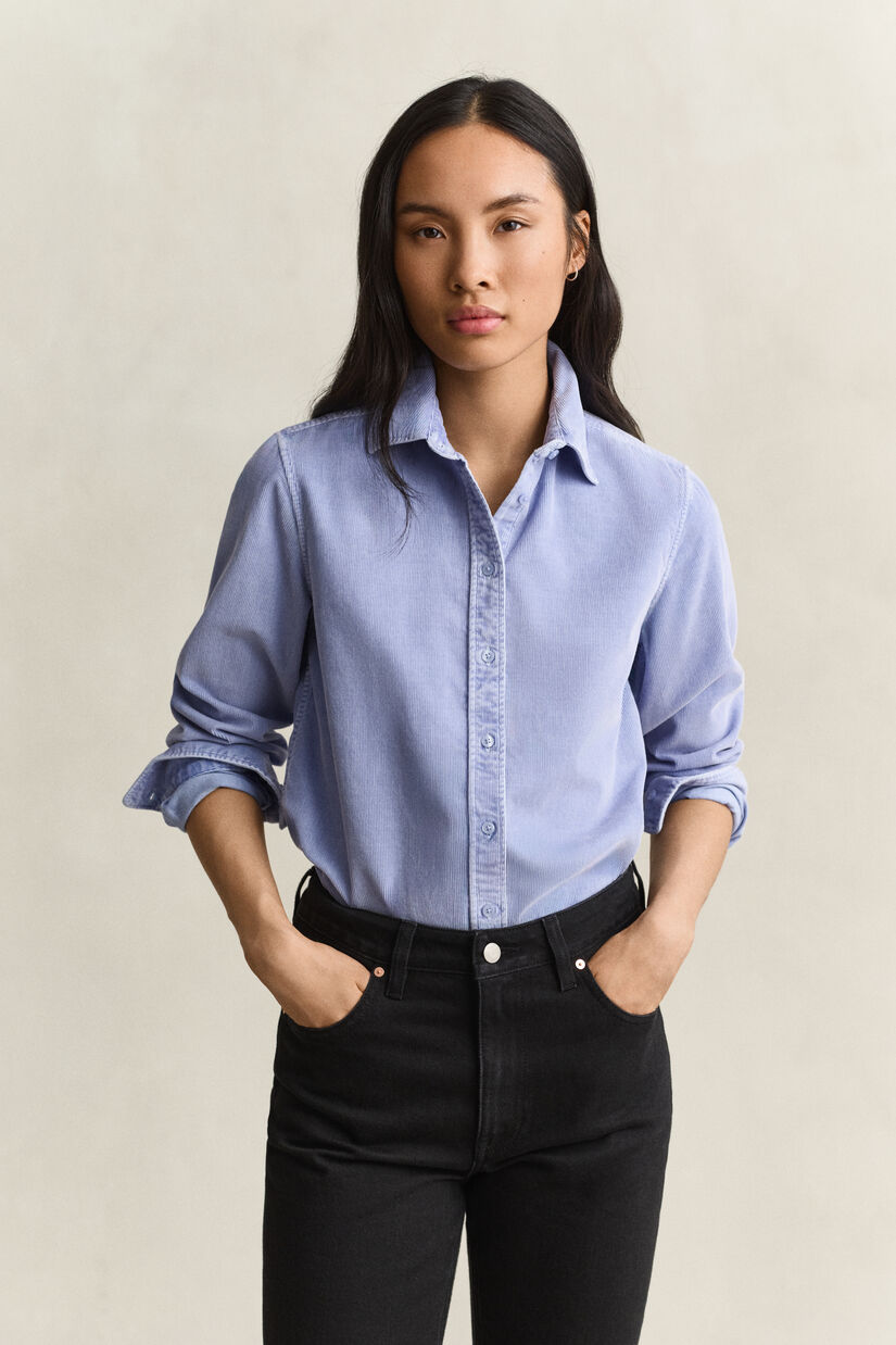 Chemise regular en velours c&ocirc;tel&eacute;
