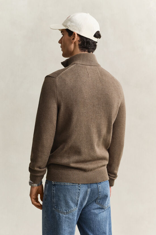 Pull en coton d&eacute;contract&eacute; &agrave; demi-zip